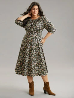 Ditsy Floral Elastic Waist Pleated Dress 13 Ditsy Floral Elastic Waist Pleated Dress -Bloomchic Shop 764885243 gs