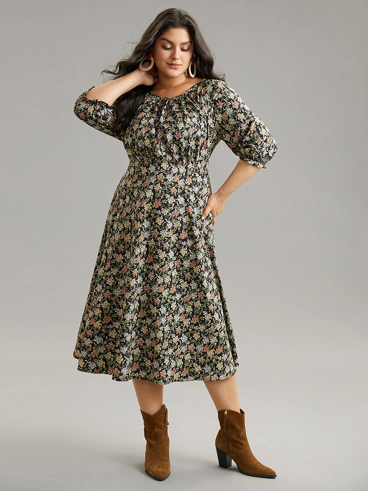 Ditsy Floral Elastic Waist Pleated Dress 7 Ditsy Floral Elastic Waist Pleated Dress - Image 5