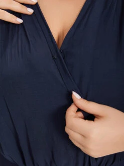 Solid Overlap Collar Pleated Bodysuit -Bloomchic Shop 765092381 ix