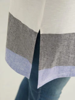 Striped Split Hem Asymmetrical T-shirt -Bloomchic Shop 765227648 qo