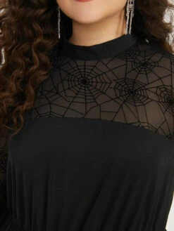 Halloween Anti-Wrinkle Spider Web Crochet Lace Mesh Jumpsuit -Bloomchic Shop 768299393 wr