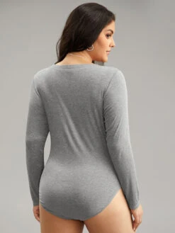 Supersoft Essentials Rib Knit Button Up Bodysuit -Bloomchic Shop 770050536 cx