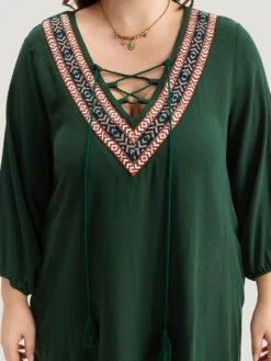 Contrast Webbing Lace Up High Low Hem Dress -Bloomchic Shop 772660908 um