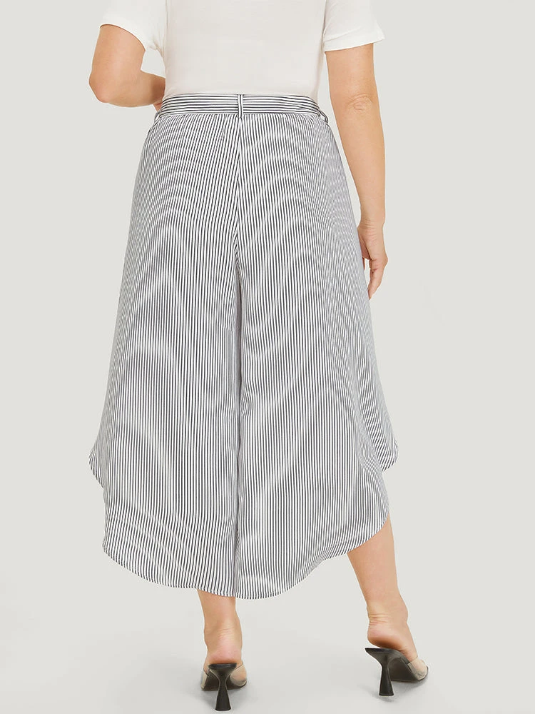 Striped Print Belted Wrap Hem Loose Pants 4 Striped Print Belted Wrap Hem Loose Pants - Image 2