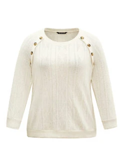 Plain Texture Button Detail Knit Sweatshirt 13 Plain Texture Button Detail Knit Sweatshirt -Bloomchic Shop 776415436 ti