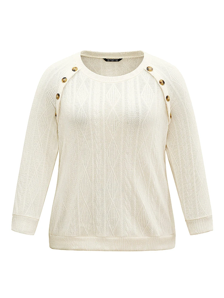 Plain Texture Button Detail Knit Sweatshirt 8 Plain Texture Button Detail Knit Sweatshirt - Image 6