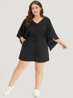 Plain Pocket Flounce Sleeve Elastic Waist Ties Jumpsuit 14 Plain Pocket Flounce Sleeve Elastic Waist Ties Jumpsuit -Bloomchic Shop 776932589 sc