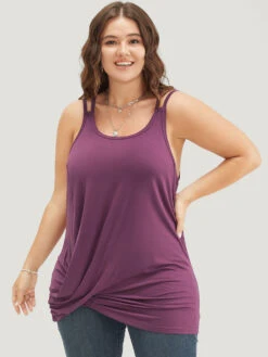 Solid Twist Hem Cami Top