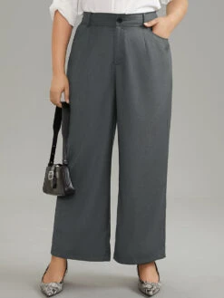 Plain Pockec Straight Leg Zipper Fly Pants