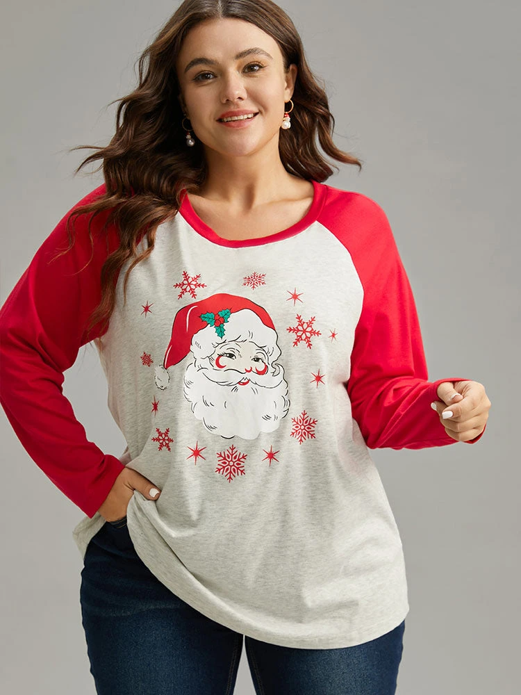 Christmas Graphic Contrast Raglan Sleeve T-shirt 3 Christmas Graphic Contrast Raglan Sleeve T-shirt