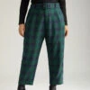 Plaid Pocket Eyelet Belted Pants -Bloomchic Shop 785006061 fj