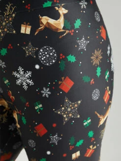 Christmas Print Elastic Waist Leggings -Bloomchic Shop 78595456 jl