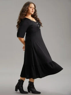 Supersoft Essentials Plain Button Detail Crisscross Pocket Dress -Bloomchic Shop 787401933 ed a84d4feb 30df 401a b7ca 03fb5b3491d8