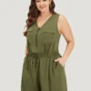 Plain V Neck Drawstring Pocket Zipper Jumpsuit -Bloomchic Shop 788831477 kx d4374ff6 0b1b 4582 bc2b 510a28ae2cb5