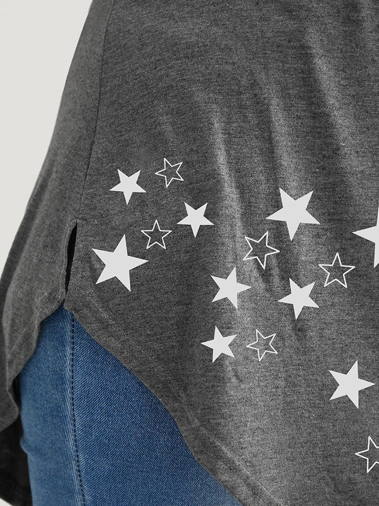 Star Print Split Arc Hem T-shirt 10 Star Print Split Arc Hem T-shirt - Image 8