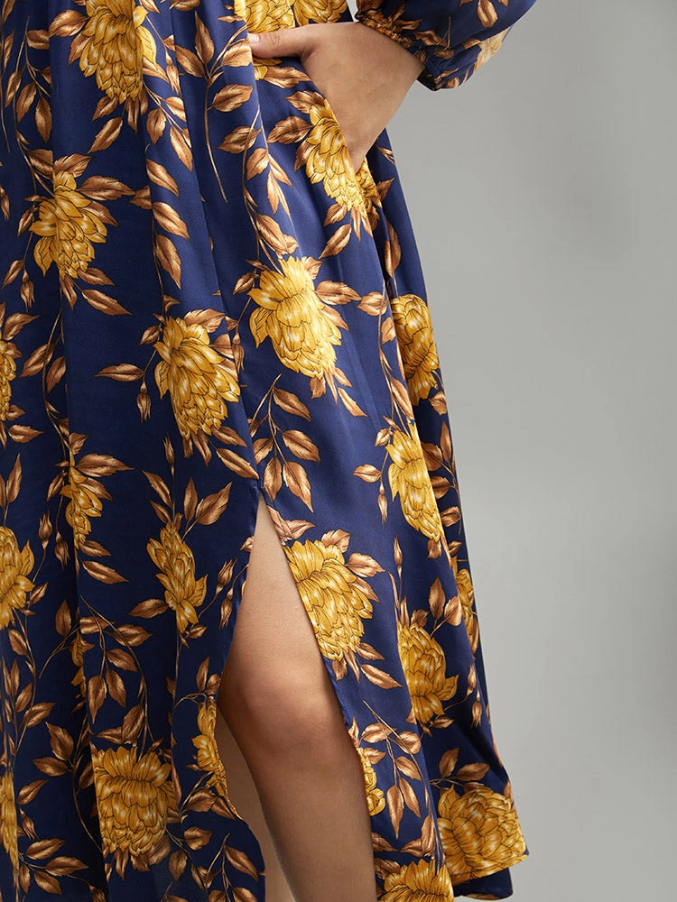 Floral Elastic Waist Wrap Split Hem Dress 9 Floral Elastic Waist Wrap Split Hem Dress - Image 7