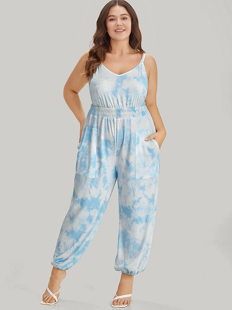Tie Dye Pocket Shirred Cami Jumpsuit 3 Tie Dye Pocket Shirred Cami Jumpsuit