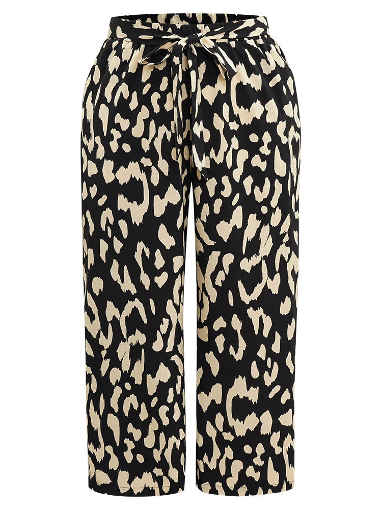 Leopard Elastic Waist Ties Wide Leg Pants 8 Leopard Elastic Waist Ties Wide Leg Pants - Image 6