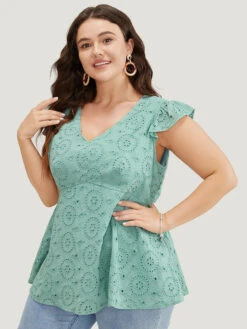 Solid Broderie Anglaise Ruffles Cap Sleeve Tank Top 13 Solid Broderie Anglaise Ruffles Cap Sleeve Tank Top -Bloomchic Shop 7936213 cu