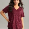 Star Polka Dot V Neck T-shirt -Bloomchic Shop 794015359 sr