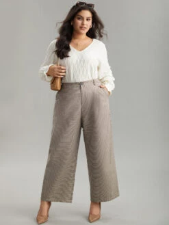 Gingham Plicated Detail Elastic Waist Pants 12 Gingham Plicated Detail Elastic Waist Pants -Bloomchic Shop 797865387 di