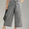 Plaid Belted Bowknot Wide Leg Pants 1 Plaid Belted Bowknot Wide Leg Pants -Bloomchic Shop 798095668 zo