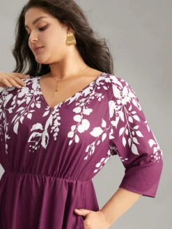 Silhouette Floral Print Elastic Waist Dress -Bloomchic Shop 798775517 cf