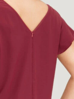 Plain Ruffle Cap Sleeve V Neck Zipper Jumpsuit -Bloomchic Shop 799090901 yk