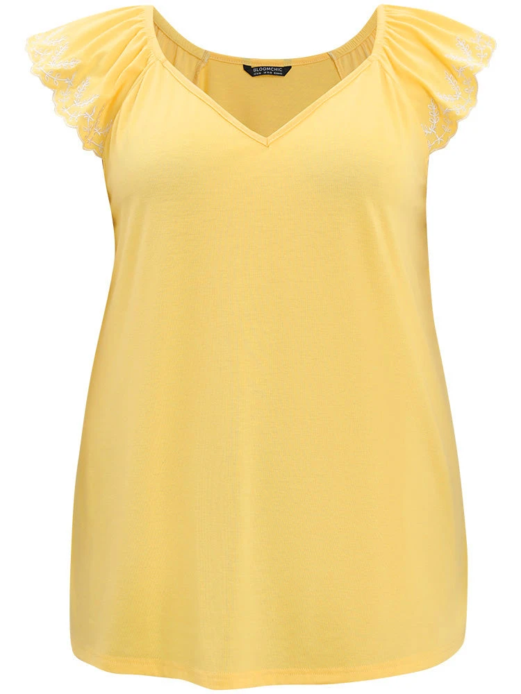 Plain Ruffles Cap Sleeve Embroidered Tank Top 8 Plain Ruffles Cap Sleeve Embroidered Tank Top - Image 6