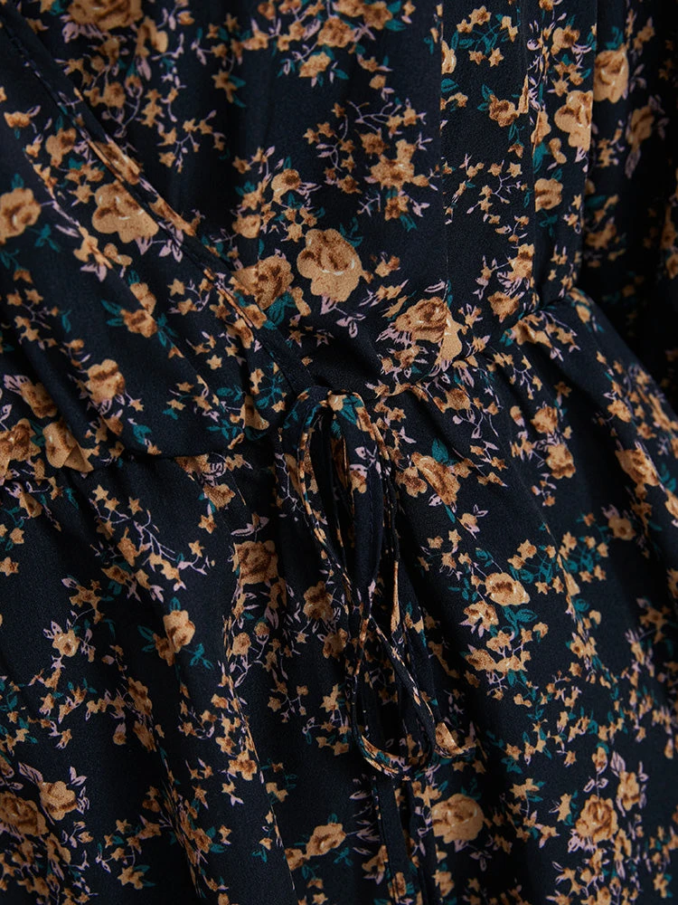 Floral Wrap Lantern Sleeve High Low Hem Blouse Without Hat 10 Floral Wrap Lantern Sleeve High Low Hem Blouse Without Hat - Image 8