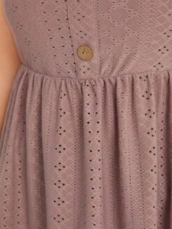 Plain Broderie Anglaise Gathered Button Detail Tank Top 14 Plain Broderie Anglaise Gathered Button Detail Tank Top -Bloomchic Shop 80032829 wg