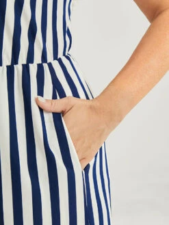 Striped Print Contrast Lace Pocket Knot Tassels Tank Jumpsuit 19 Striped Print Contrast Lace Pocket Knot Tassels Tank Jumpsuit -Bloomchic Shop 800718192 pj