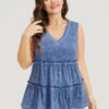 Contrast Stitch Frill Trim Ruffle Tiered Vintage Tank Top -Bloomchic Shop 802078378 tv