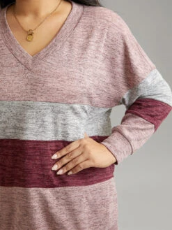 Heather Colorblock Long Sleeve Sweatshirt -Bloomchic Shop 803430926 ia