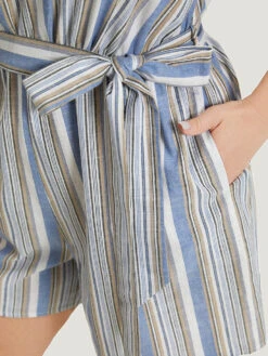 Striped Pocket Cut Out Knot Sleeveless Jumpsuit -Bloomchic Shop 804117255 je