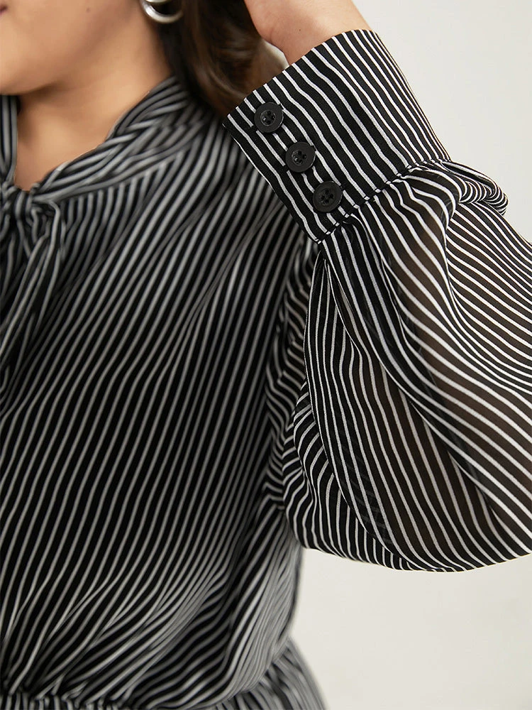 Striped Mesh Elastic Waist Knot Neck Dress 10 Striped Mesh Elastic Waist Knot Neck Dress - Image 8