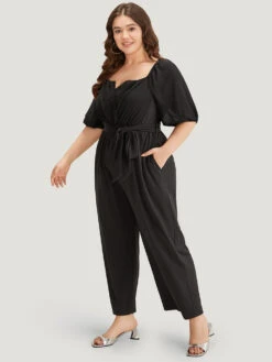 Plain Square Neck Pocket Belted Zipper Jumpsuit -Bloomchic Shop 808308577 ct 359acbb6 0fb4 4402 b54f d22db0fb9347