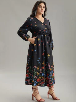 Boho Print Overlap Collar Lantern Sleeve Dress 13 Boho Print Overlap Collar Lantern Sleeve Dress -Bloomchic Shop 813393969 ca