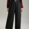 Static-Free Solid Glitter Buckle Detail Belted Pants 2 Static-Free Solid Glitter Buckle Detail Belted Pants -Bloomchic Shop 813706807 er