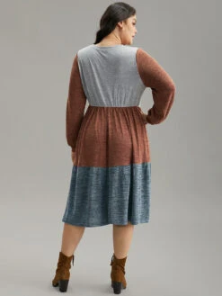 Colorblock Patchwork Pocket Gathered Dress -Bloomchic Shop 814052776 nk 107025ef dd18 4395 9356 71f2c899f6e5