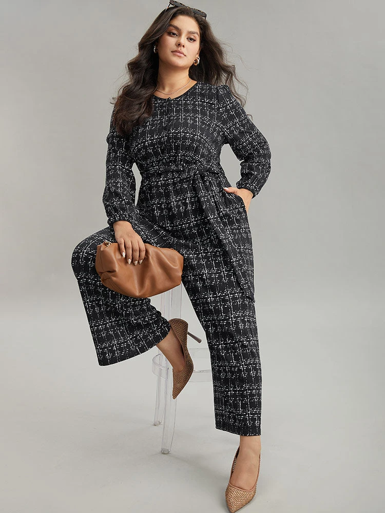 Textured Button Up Elastic Waist Belted Jumpsuit 4 Textured Button Up Elastic Waist Belted Jumpsuit - Image 2