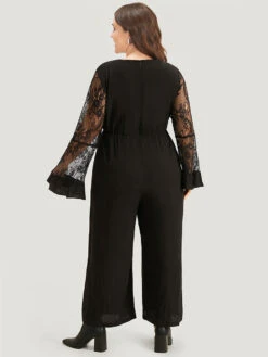 Halloween Plain Mesh Eyelet Lace Pocket Jumpsuit -Bloomchic Shop 815513506 aa