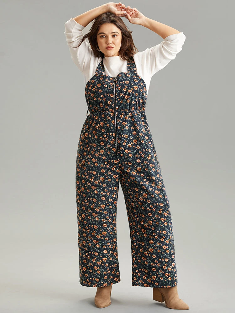 Ditsy Floral O Ring Zipper Corduroy Jumpsuit 5 Ditsy Floral O Ring Zipper Corduroy Jumpsuit - Image 3