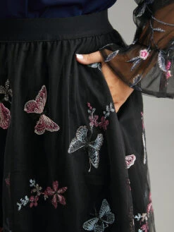 Butterfly Embroidered Mesh Elastic Waist Skirt 13 Butterfly Embroidered Mesh Elastic Waist Skirt -Bloomchic Shop 816202083 va