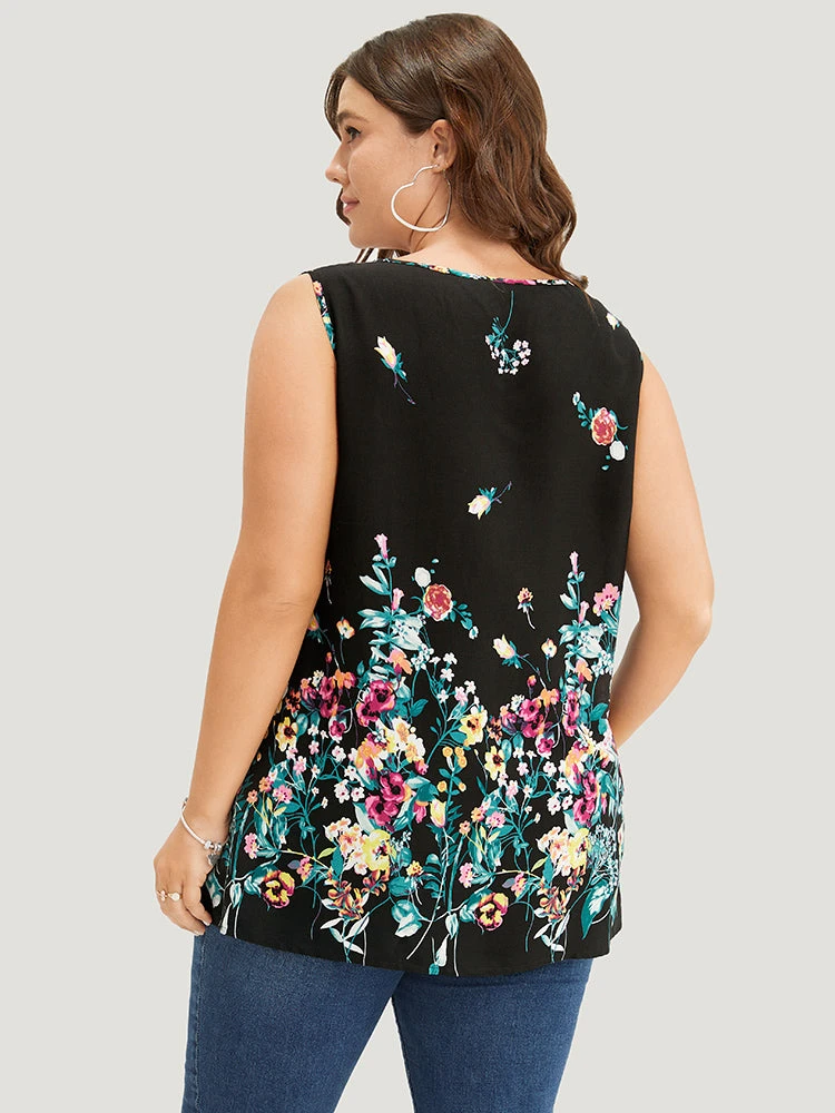 Floral Print V Neck Sleeveless Tank Top 6 Floral Print V Neck Sleeveless Tank Top - Image 4