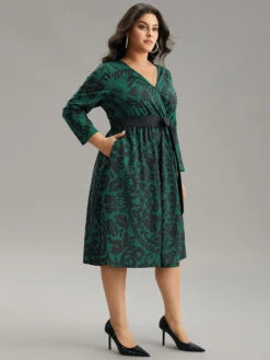 Silhouette Floral Print Belted Wrap Dress -Bloomchic Shop 819261732 if