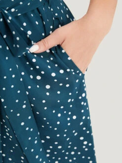 Polka Dot V Neck Pocket Sleeveless Belted Romper -Bloomchic Shop 820055390 we