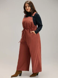 Plain Textured Drawstring Adjustable Straps Jumpsuit -Bloomchic Shop 820085303 iy 6965ac65 26ab 40f3 99fd 5bc73c6e0073
