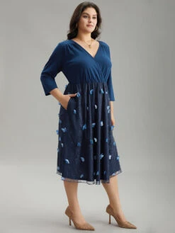 Butterfly Patchwork Overlap Collar Mesh Dress 11 Butterfly Patchwork Overlap Collar Mesh Dress -Bloomchic Shop 821412671 cj