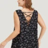 Ditsy Floral Crisscross Backless Tank Top